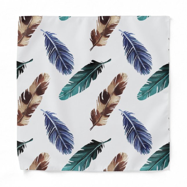 Colorful Feathers Tribal Texture Bandana (Front)