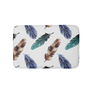 Colorful Feathers Tribal Texture Bath Mat