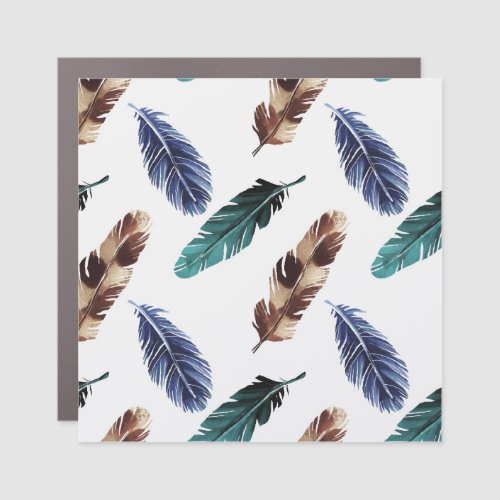 Colorful Feathers Tribal Texture Car Magnet