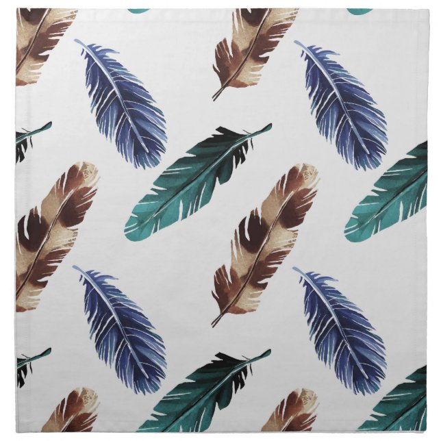 Colorful Feathers Tribal Texture Cloth Napkin (Front)