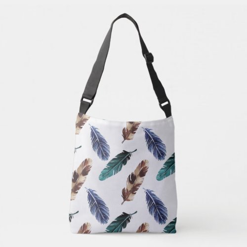 Colorful Feathers Tribal Texture Crossbody Bag