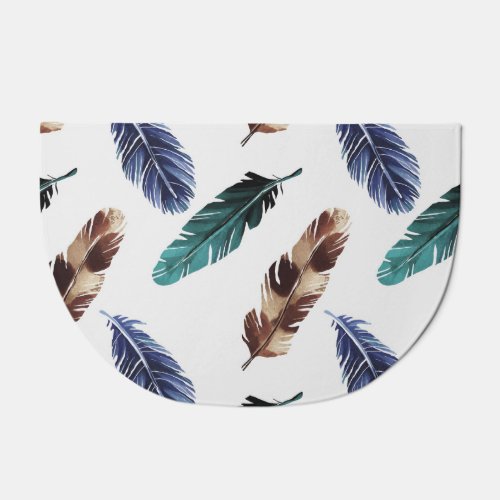 Colorful Feathers Tribal Texture Doormat
