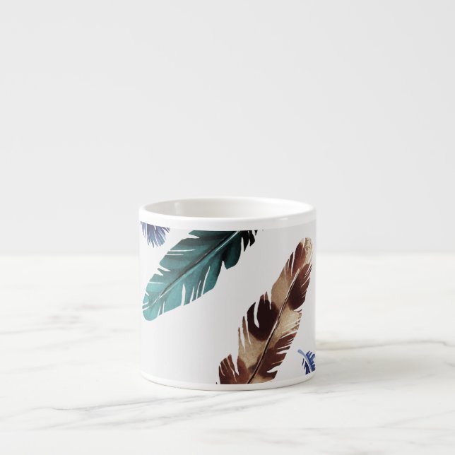 Colorful Feathers Tribal Texture Espresso Cup (Front)