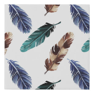 Colorful Feathers Tribal Texture Faux Canvas Print