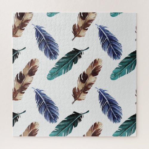 Colorful Feathers Tribal Texture Jigsaw Puzzle