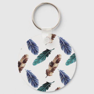 Colorful Feathers Tribal Texture Keychain