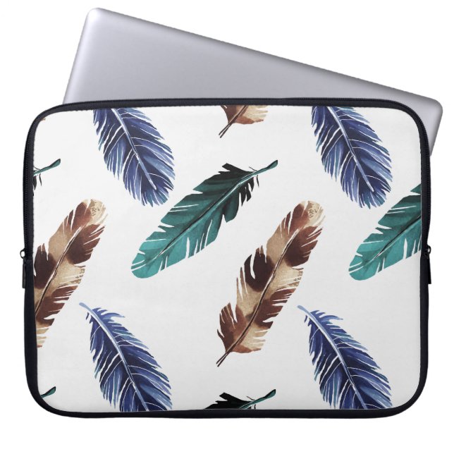 Colorful Feathers Tribal Texture Laptop Sleeve (Front)