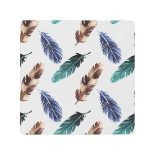 Colorful Feathers Tribal Texture Metal Print