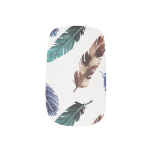 Colorful Feathers Tribal Texture Minx Nail Art