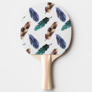 Colorful Feathers Tribal Texture Ping Pong Paddle