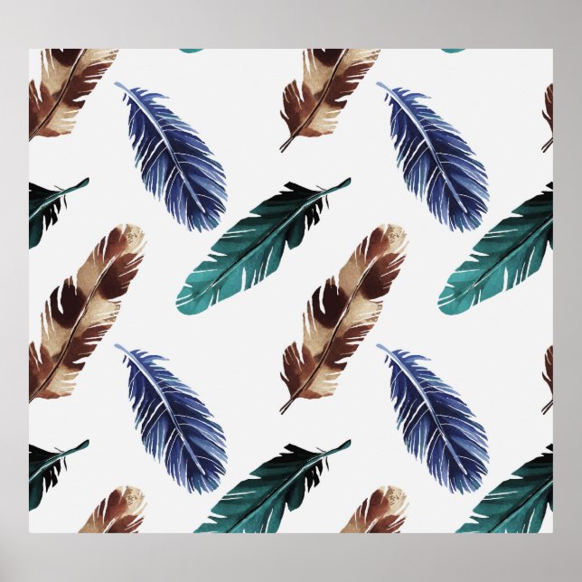 Colorful Feathers Tribal Texture Poster (Front)