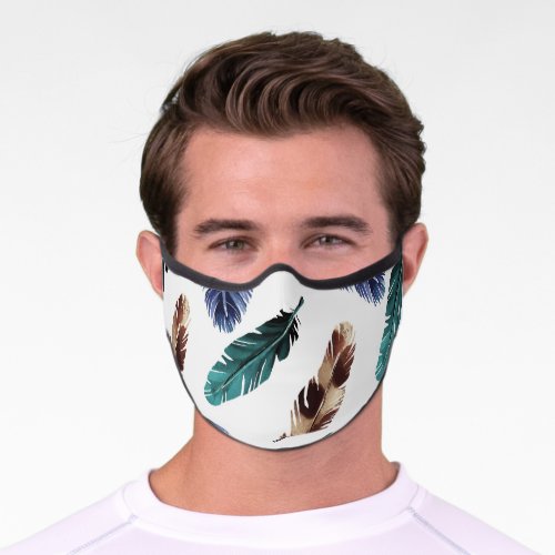 Colorful Feathers Tribal Texture Premium Face Mask