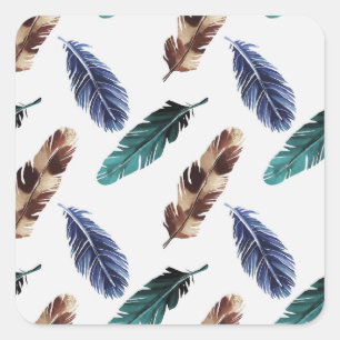 Colorful Feathers Tribal Texture Square Sticker