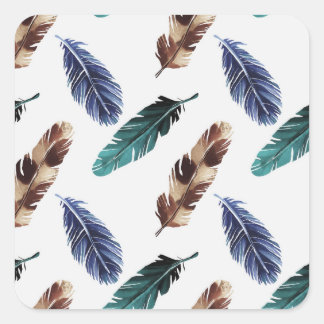 Colorful Feathers Tribal Texture Square Sticker