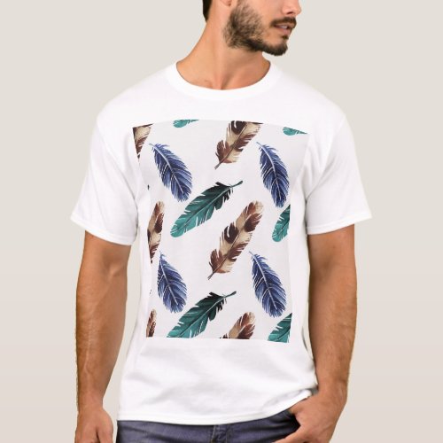 Colorful Feathers Tribal Texture T_Shirt