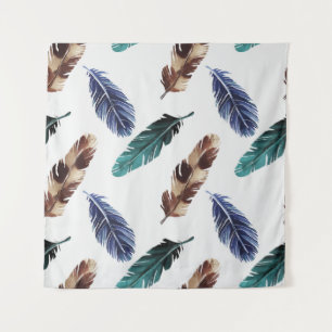 Colorful Feathers Tribal Texture Tapestry