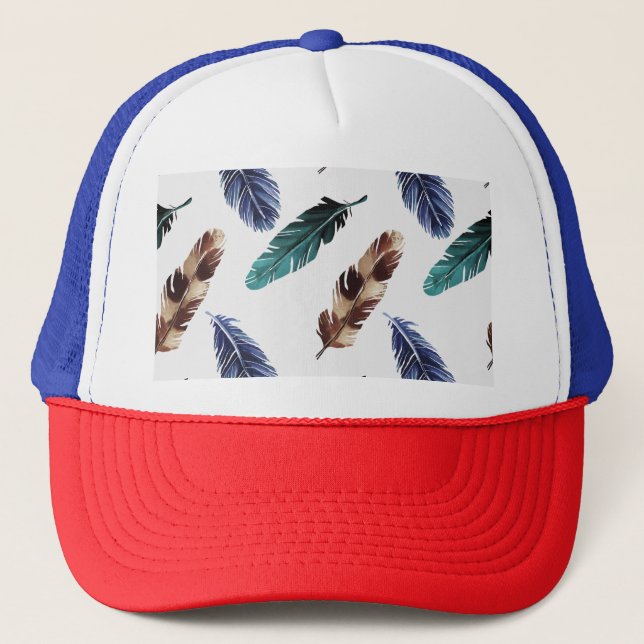 Colorful Feathers Tribal Texture Trucker Hat (Front)