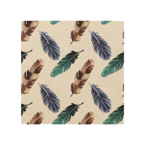 Colorful Feathers Tribal Texture Wood Wall Art