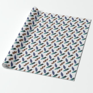 Colorful Feathers Tribal Texture Wrapping Paper