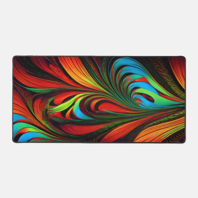 Colorful Feathery Fractal Desk Mat (Front)