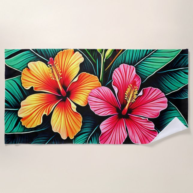 Colorful Feelings: Abstract Face Beach Towel (Front)