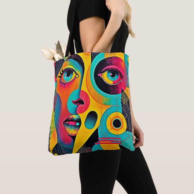 Colorful Feelings: Abstract Face Tote Bag (Close Up)