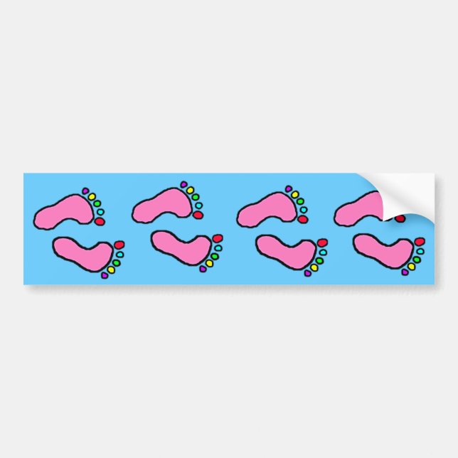 Colorful Feet Cartoon Bumper Sticker (Front)