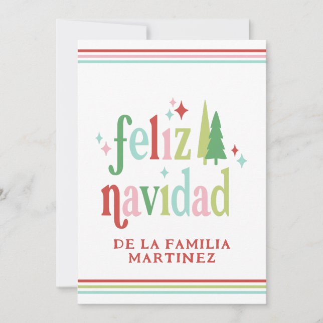 Colorful Feliz Navidad Photo Christmas Card (Front)