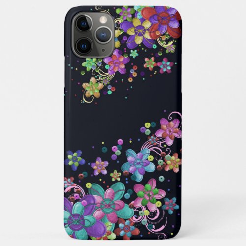 Colorful Felt Flowers Sequins And Buttons iPhone 11 Pro Max Case