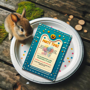 Colorful Felt Kids Birthday Party Invitation