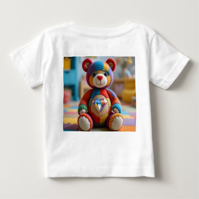 Colorful Felted Teddy Bear Baby T-Shirt (Back)
