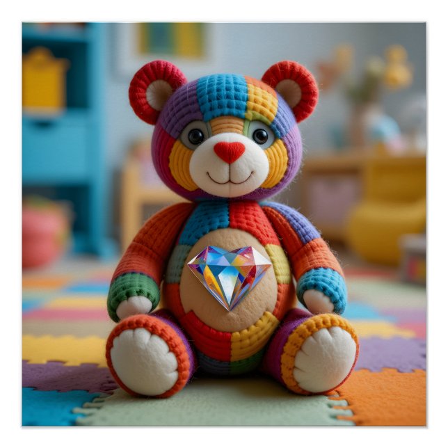 Colorful Felted Teddy Bear Poster (Front)