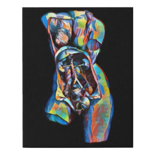 colorful female human anatomy body torso art faux canvas print