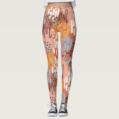 colorful feminine abstract mosaic leggings