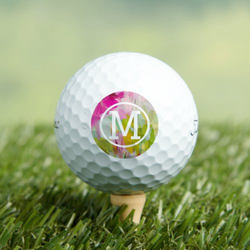 Colorful Feminine Monogram Golf Balls