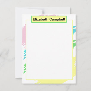 Colorful Feminine Pastel Border Stationery Note Card