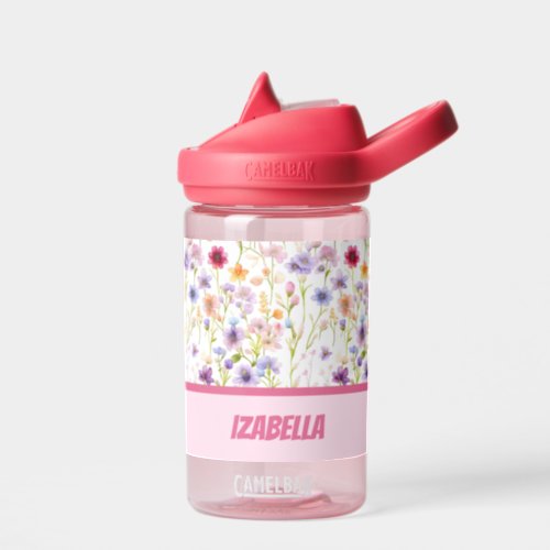Colorful Feminine Pink Wild Flowers for Girls Water Bottle