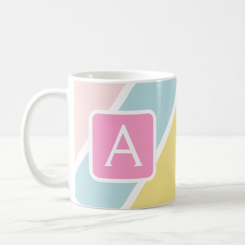 Colorful Feminine Stripes Monogram Colorful Coffee Mug