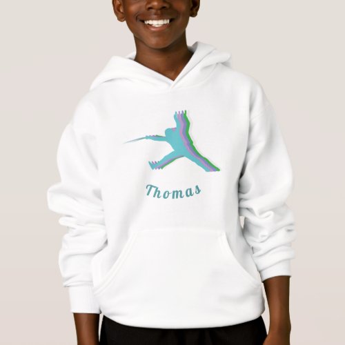 Colorful Fencer Silhouette Fencing Boys Name Cool Hoodie