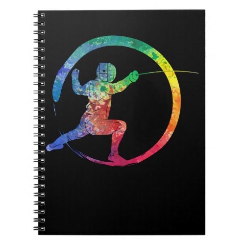 Colorful Fencing Sport Fencer Notebook