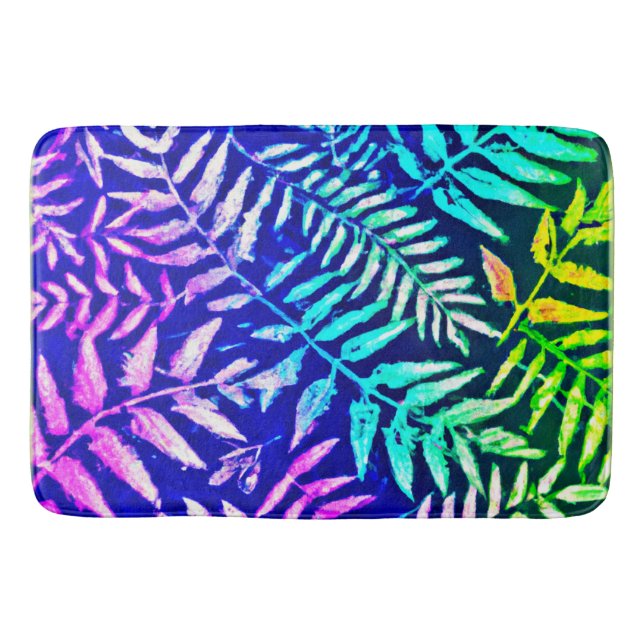 Colorful Fern Pattern Bath Mat (Front)