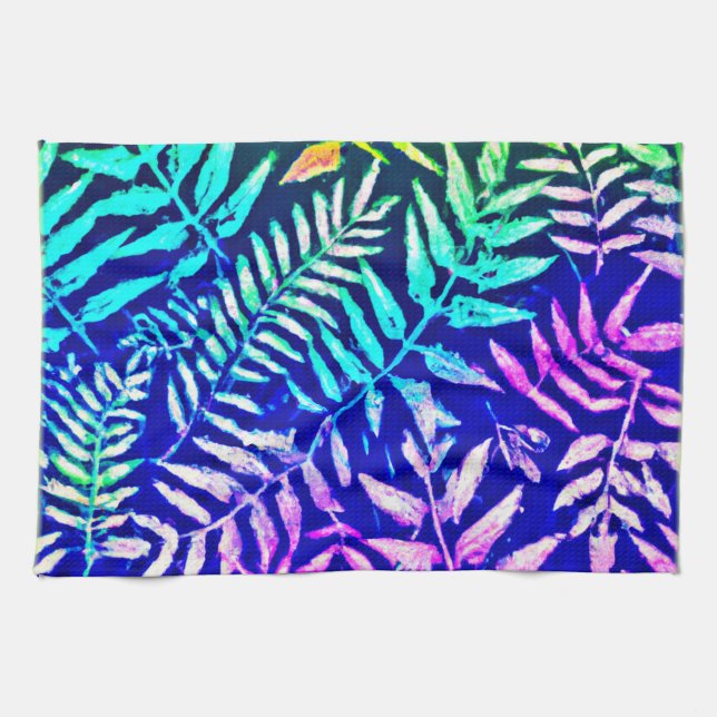 Colorful Fern Pattern Kitchen Towel (Horizontal)