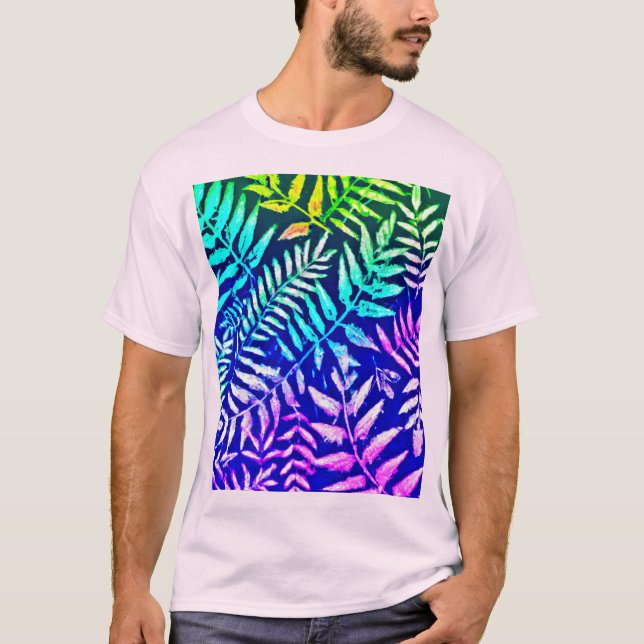 Colorful Fern Pattern T-Shirt (Front)