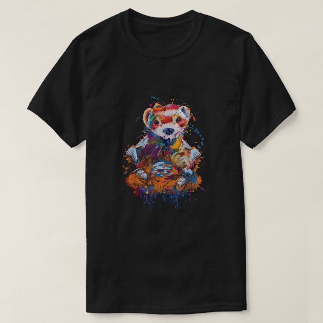 Colorful Ferret - Zoo Animal Ferret Lover T-Shirt (Design Front)