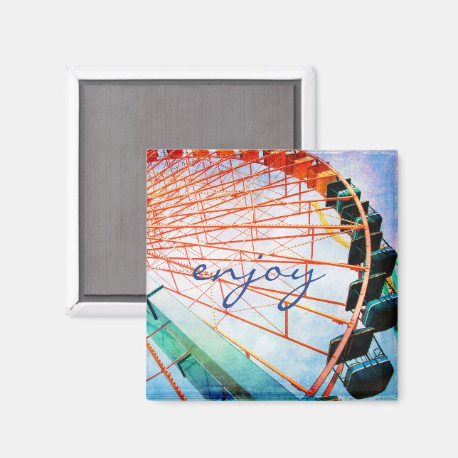 Colorful ferris wheel carnival enjoy script bold magnet (Front/Back)