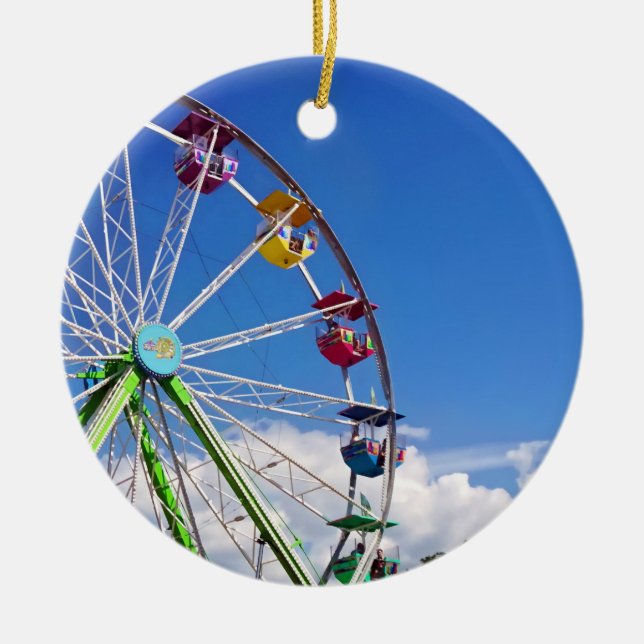 Colorful Ferris Wheel Ceramic Ornament (Front)