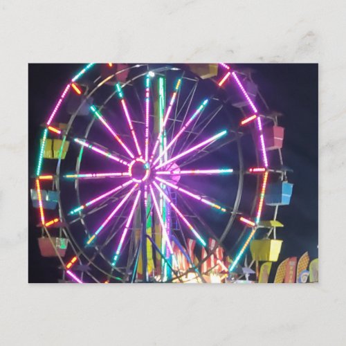 Colorful Ferris Wheel Postcard