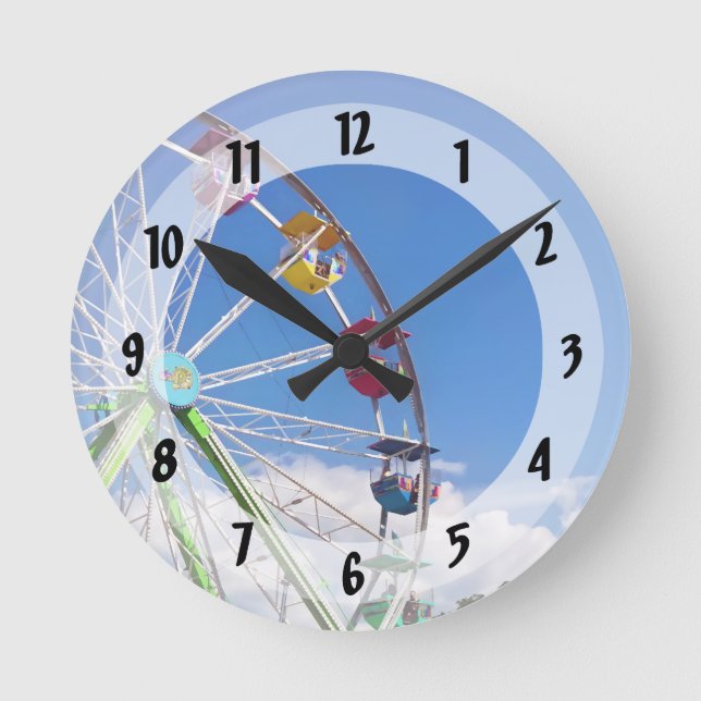 Colorful Ferris Wheel Round Clock (Front)
