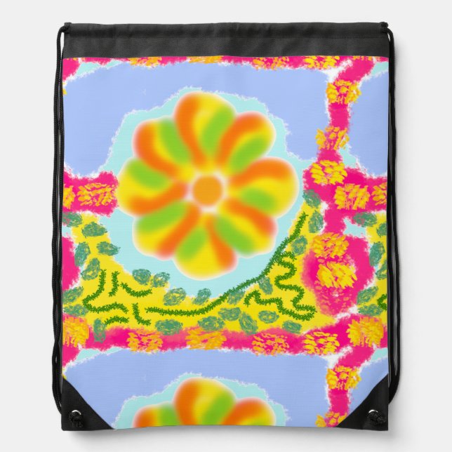 Colorful Festival Drawstring Backpack (Front)