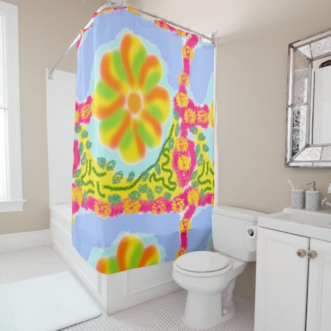Colorful Festival Shower Curtain (In Situ)